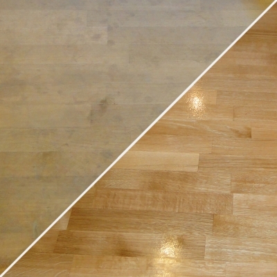 Фото до и после восстановления паркета